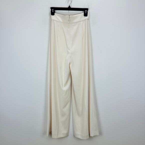 Muse by Marchesa Stretch Crepe Wide Leg Pants High Waist Ivory Cream US 0 NWT - Picture 7 of 9